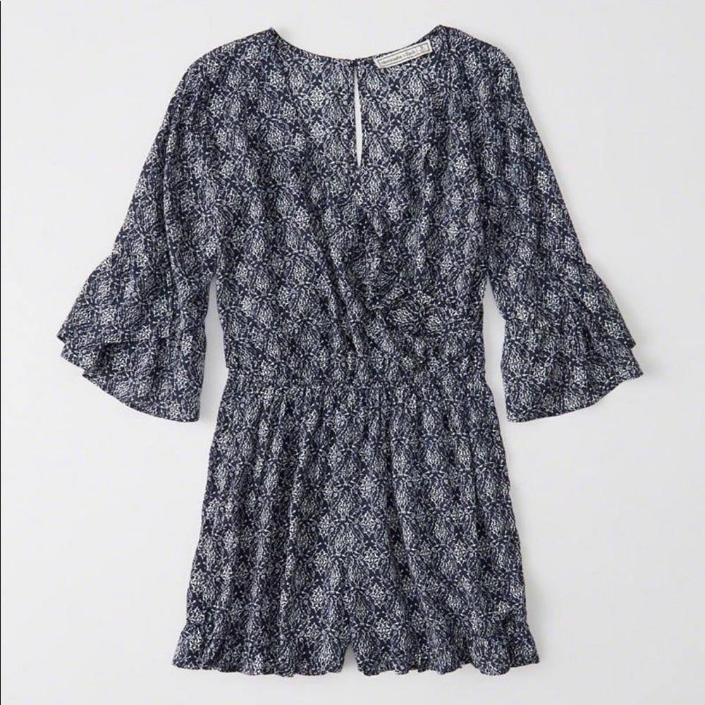 NAVY RUFFLE ROMPER FROM ABERCROMBIE AND FITCH